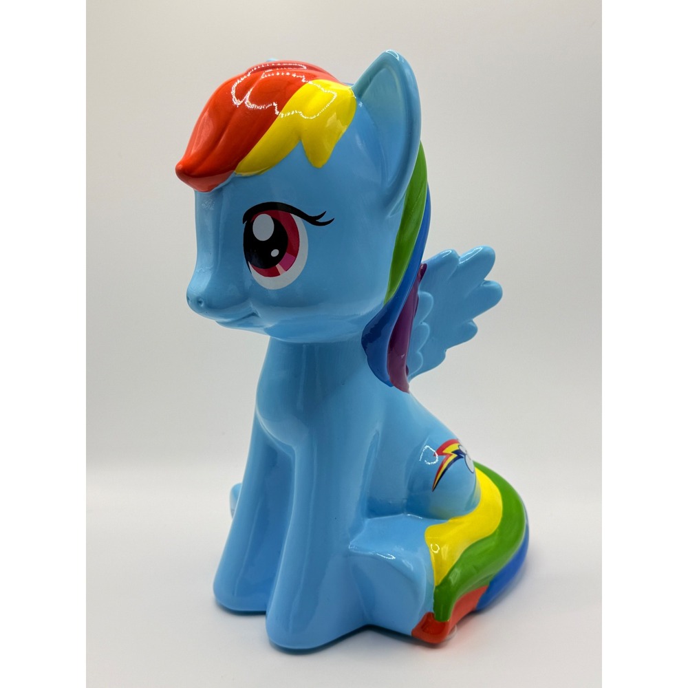 My Little Pony Rainbow Dash Ceramic Coin Bank Blue Rainbow Mane 8 " Hasbro 2015